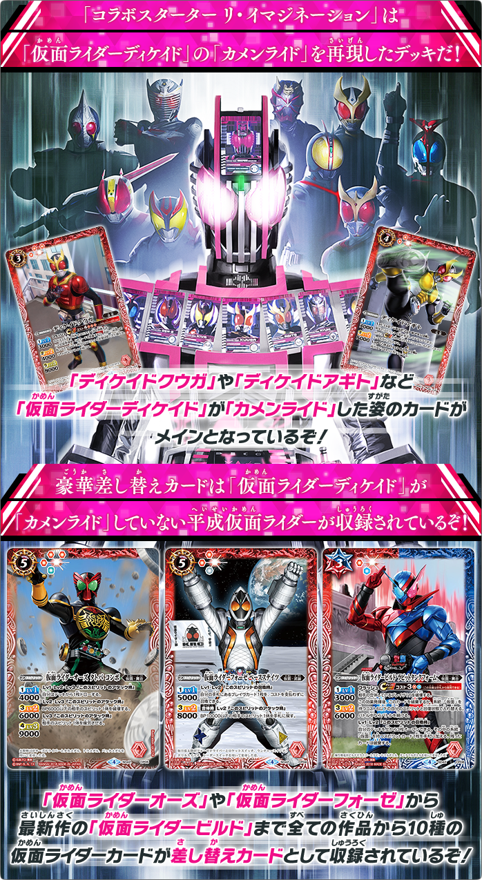 「コラボスターター リ・イマジネーション」は「仮面ライダーディケイド」の「カメンライド」を再現したデッキだ!